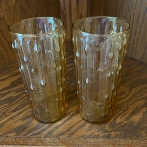 Vintage 1970’s Anchor Hocking Amber Tahiti Honey 12 Oz. Tumblers. Set of Two
